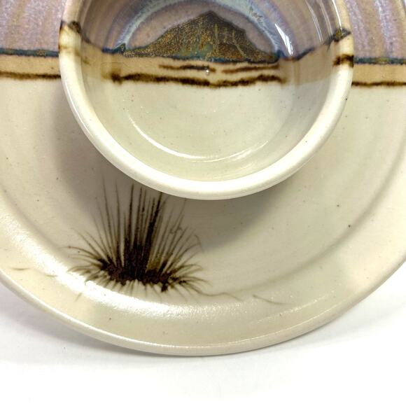 Vintage O'Clay Serving Platter Chip Dip Pottery Plate Signed - Picture 3 of 6